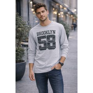 Vintage 1996 Space Jam Grey Long Sleeve T-Shirt Brooklyn 58 Men's Graphic Tee